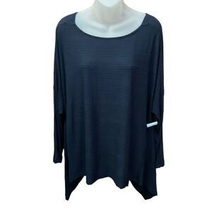 1. State Blouse Round Neck Twist Wrap V Back Oversized Navy Blue Women Small